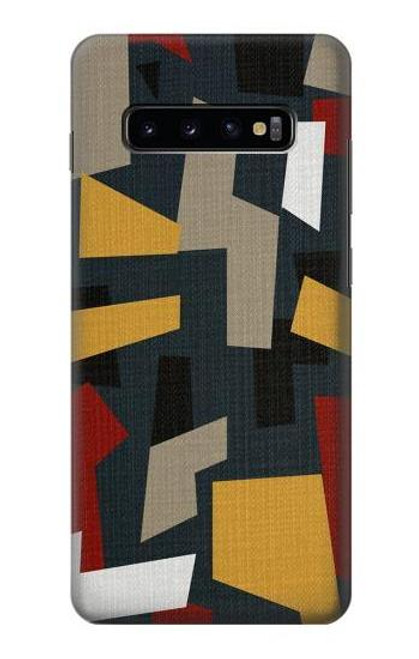 W3386 Abstract Fabric Texture Hard Case and Leather Flip Case For Samsung Galaxy S10 Plus