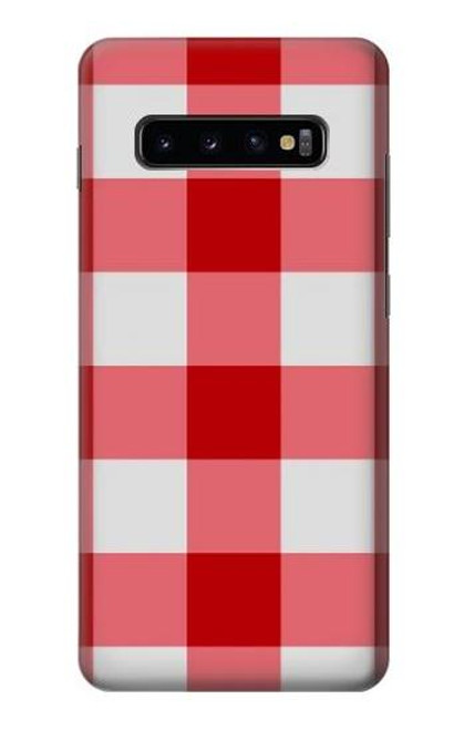 W3535 Red Gingham Hard Case and Leather Flip Case For Samsung Galaxy S10 Plus