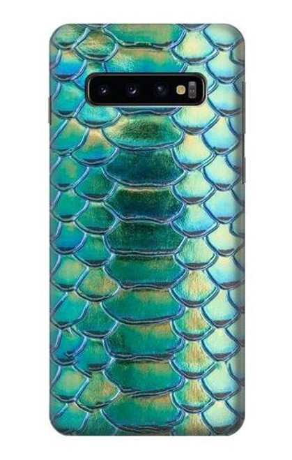 W3414 Green Snake Scale Graphic Print Hard Case and Leather Flip Case For Samsung Galaxy S10