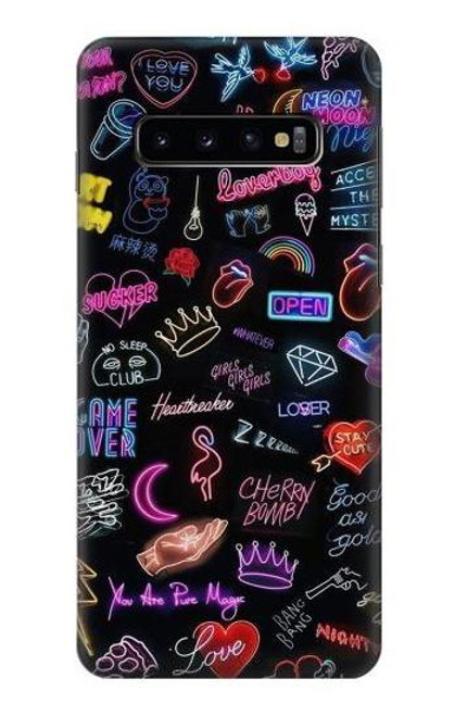 W3433 Vintage Neon Graphic Hard Case and Leather Flip Case For Samsung Galaxy S10