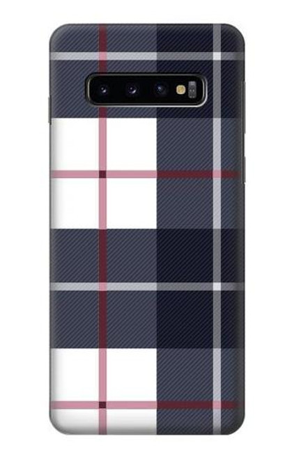 W3452 Plaid Fabric Pattern Hard Case and Leather Flip Case For Samsung Galaxy S10