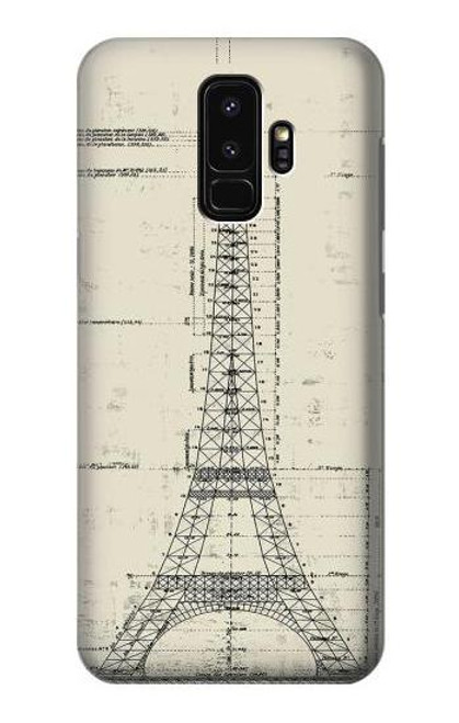 W3474 Eiffel Architectural Drawing Hard Case and Leather Flip Case For Samsung Galaxy S9 Plus