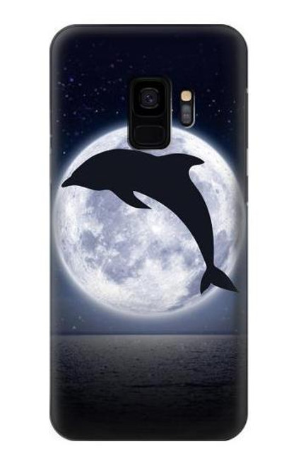 W3510 Dolphin Moon Night Hard Case and Leather Flip Case For Samsung Galaxy S9