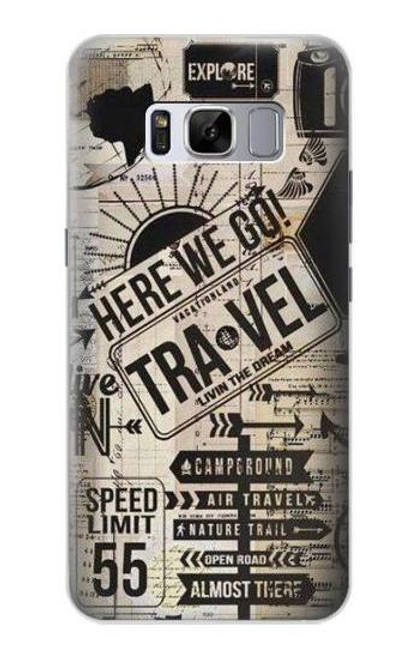 W3441 Vintage Travel Hard Case and Leather Flip Case For Samsung Galaxy S8 Plus