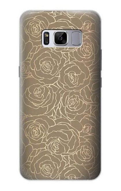 W3466 Gold Rose Pattern Hard Case and Leather Flip Case For Samsung Galaxy S8 Plus