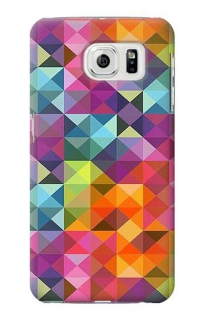 W3477 Abstract Diamond Pattern Hard Case and Leather Flip Case For Samsung Galaxy S7 Edge