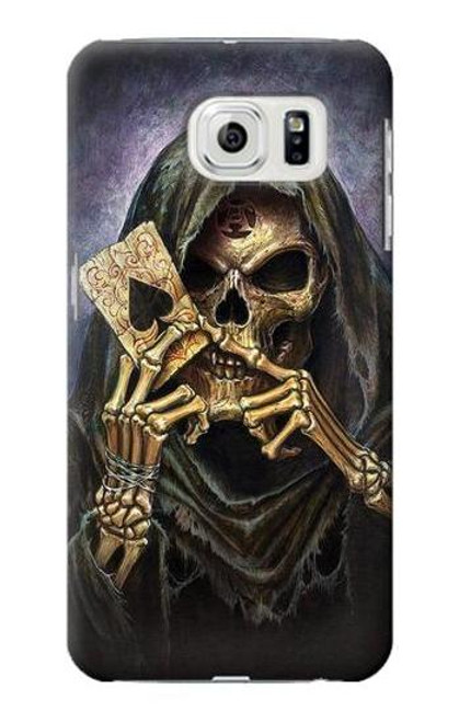 W3594 Grim Reaper Wins Poker Hard Case and Leather Flip Case For Samsung Galaxy S7 Edge