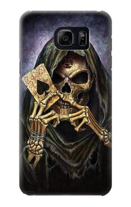 W3594 Grim Reaper Wins Poker Hard Case and Leather Flip Case For Samsung Galaxy S6 Edge Plus
