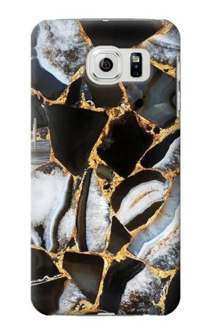 W3419 Gold Marble Graphic Print Hard Case and Leather Flip Case For Samsung Galaxy S6 Edge