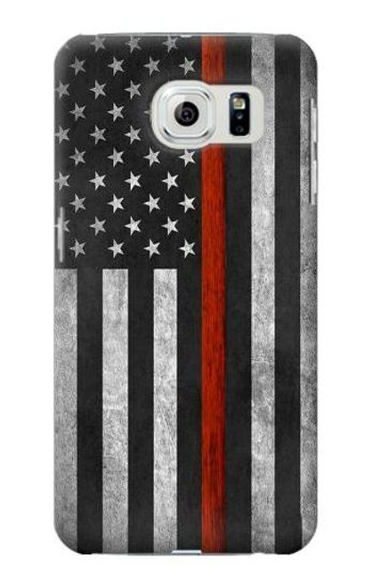 W3472 Firefighter Thin Red Line Flag Hard Case and Leather Flip Case For Samsung Galaxy S6 Edge