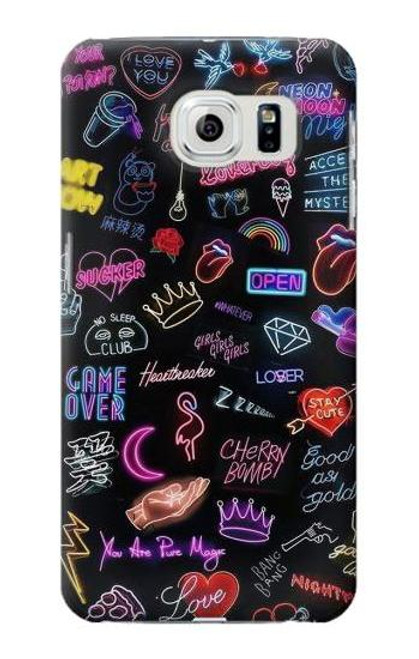 W3433 Vintage Neon Graphic Hard Case and Leather Flip Case For Samsung Galaxy S6