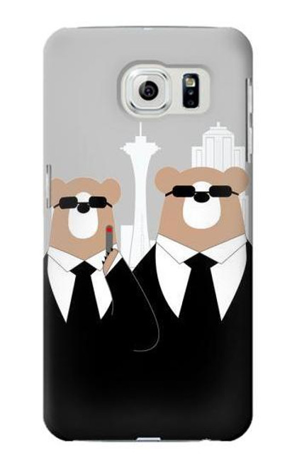 W3557 Bear in Black Suit Hard Case and Leather Flip Case For Samsung Galaxy S6