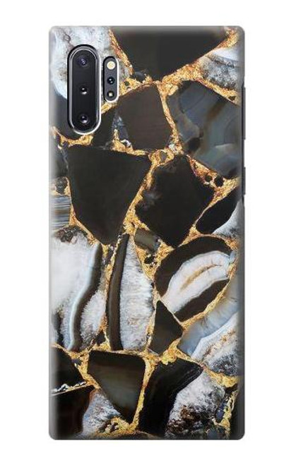 W3419 Gold Marble Graphic Print Hard Case and Leather Flip Case For Samsung Galaxy Note 10 Plus