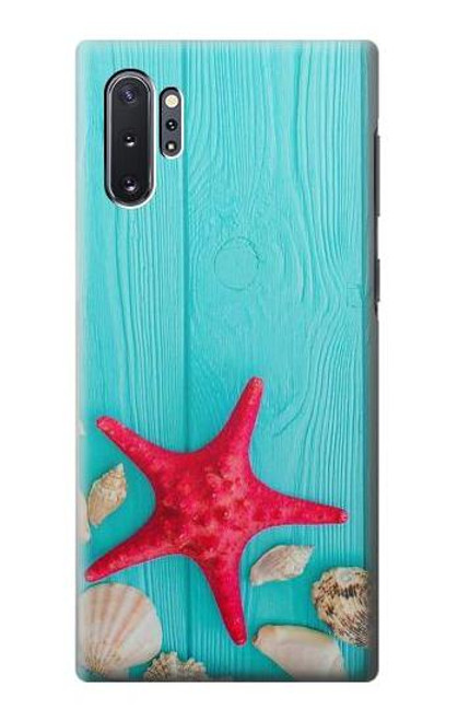 W3428 Aqua Wood Starfish Shell Hard Case and Leather Flip Case For Samsung Galaxy Note 10 Plus