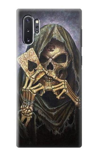 W3594 Grim Reaper Wins Poker Hard Case and Leather Flip Case For Samsung Galaxy Note 10 Plus