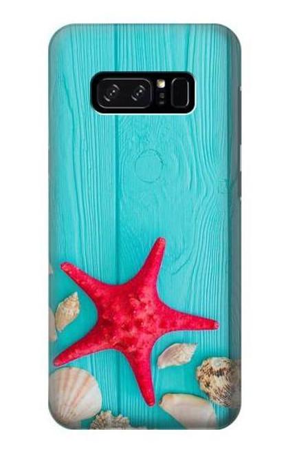 W3428 Aqua Wood Starfish Shell Hard Case and Leather Flip Case For Note 8 Samsung Galaxy Note8