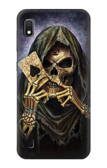 W3594 Grim Reaper Wins Poker Hard Case and Leather Flip Case For Samsung Galaxy A10