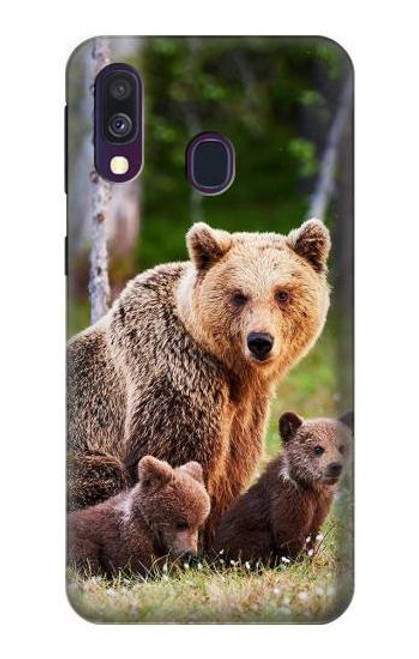 W3558 Bear Family Hard Case and Leather Flip Case For Samsung Galaxy A40