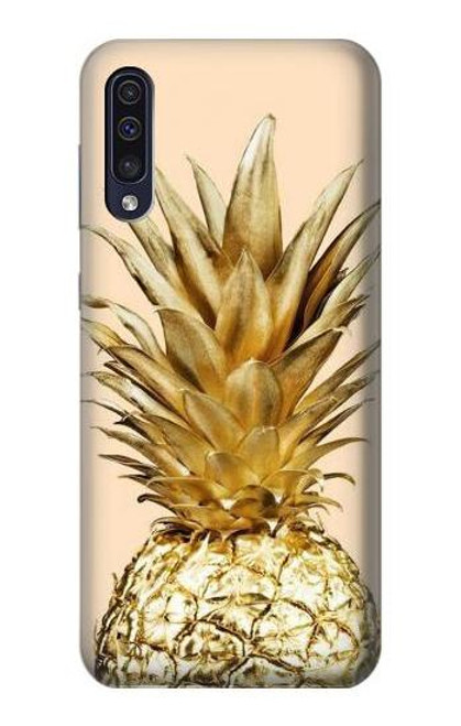 W3490 Gold Pineapple Hard Case and Leather Flip Case For Samsung Galaxy A50