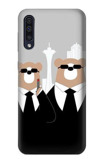 W3557 Bear in Black Suit Hard Case and Leather Flip Case For Samsung Galaxy A50