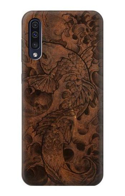 W3405 Fish Tattoo Leather Graphic Print Hard Case and Leather Flip Case For Samsung Galaxy A70