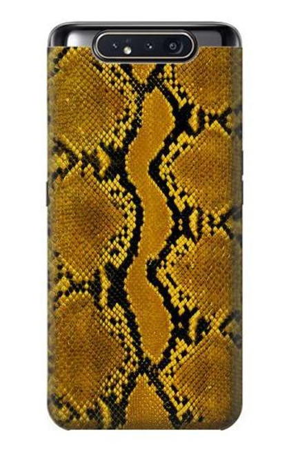 W3365 Yellow Python Skin Graphic Print Hard Case and Leather Flip Case For Samsung Galaxy A80