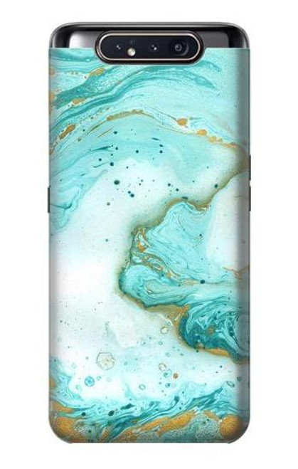 W3399 Green Marble Graphic Print Hard Case and Leather Flip Case For Samsung Galaxy A80