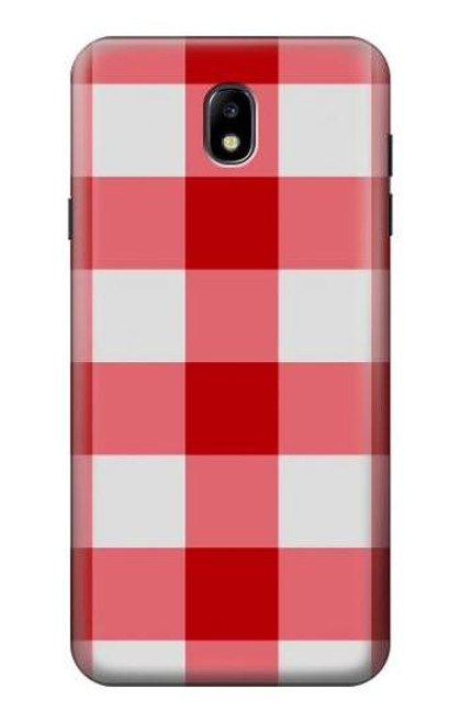 W3535 Red Gingham Hard Case and Leather Flip Case For Samsung Galaxy J7 (2018), J7 Aero, J7 Top, J7 Aura, J7 Crown, J7 Refine, J7 Eon, J7 V 2nd Gen, J7 Star