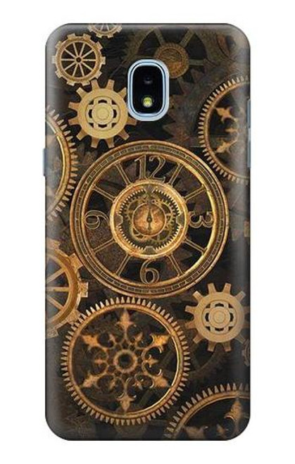 W3442 Clock Gear Hard Case and Leather Flip Case For Samsung Galaxy J3 (2018), J3 Star, J3 V 3rd Gen, J3 Orbit, J3 Achieve, Express Prime 3, Amp Prime 3