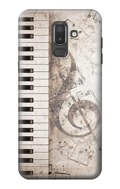 W3390 Music Note Hard Case and Leather Flip Case For Samsung Galaxy J8 (2018)