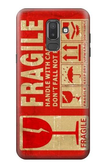 W3552 Vintage Fragile Label Art Hard Case and Leather Flip Case For Samsung Galaxy J8 (2018)