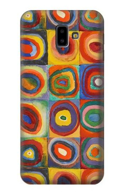 W3409 Squares Concentric Circles Hard Case and Leather Flip Case For Samsung Galaxy J6+ (2018), J6 Plus (2018)