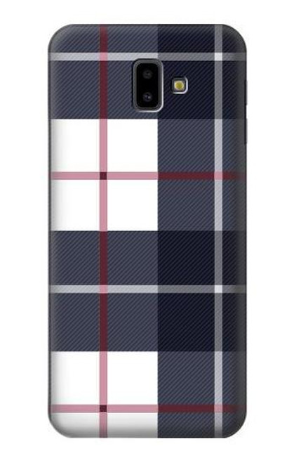 W3452 Plaid Fabric Pattern Hard Case and Leather Flip Case For Samsung Galaxy J6+ (2018), J6 Plus (2018)