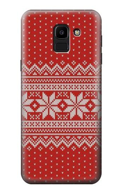 W3384 Winter Seamless Knitting Pattern Hard Case and Leather Flip Case For Samsung Galaxy J6 (2018)