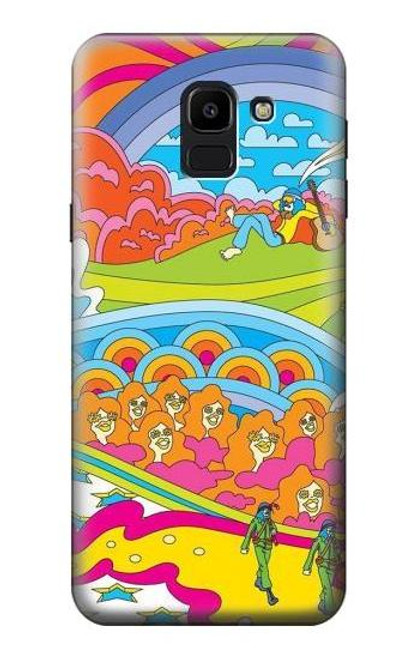 W3407 Hippie Art Hard Case and Leather Flip Case For Samsung Galaxy J6 (2018)