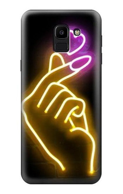 W3512 Cute Mini Heart Neon Graphic Hard Case and Leather Flip Case For Samsung Galaxy J6 (2018)