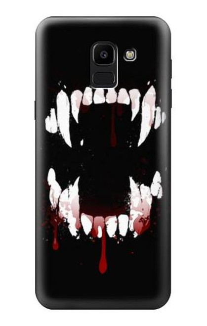 W3527 Vampire Teeth Bloodstain Hard Case and Leather Flip Case For Samsung Galaxy J6 (2018)