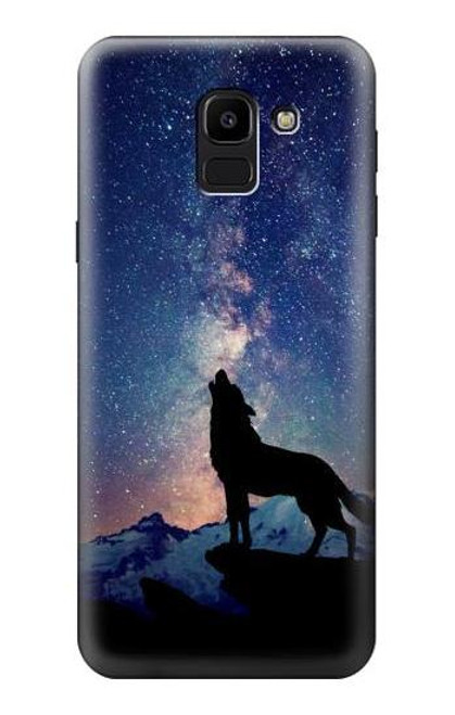 W3555 Wolf Howling Million Star Hard Case and Leather Flip Case For Samsung Galaxy J6 (2018)