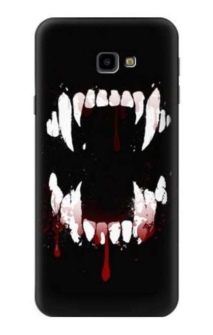 W3527 Vampire Teeth Bloodstain Hard Case and Leather Flip Case For Samsung Galaxy J4+ (2018), J4 Plus (2018)