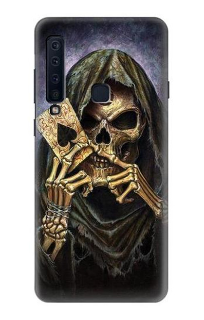 W3594 Grim Reaper Wins Poker Hard Case and Leather Flip Case For Samsung Galaxy A9 (2018), A9 Star Pro, A9s