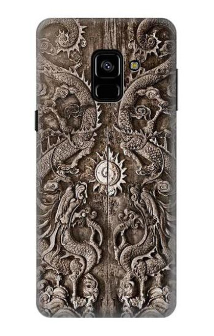 W3395 Dragon Door Hard Case and Leather Flip Case For Samsung Galaxy A8 (2018)