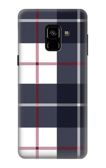 W3452 Plaid Fabric Pattern Hard Case and Leather Flip Case For Samsung Galaxy A8 (2018)