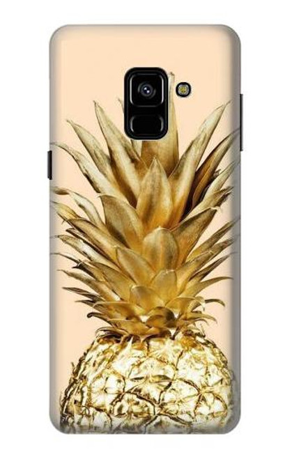 W3490 Gold Pineapple Hard Case and Leather Flip Case For Samsung Galaxy A8 (2018)