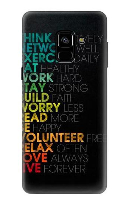 W3523 Think Positive Words Quotes Hard Case and Leather Flip Case For Samsung Galaxy A8 (2018)