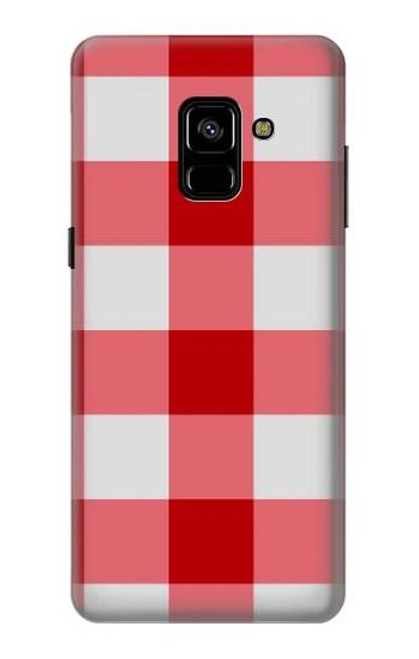 W3535 Red Gingham Hard Case and Leather Flip Case For Samsung Galaxy A8 Plus (2018)
