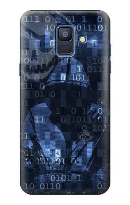 W3431 Digital Code Cyber Hacker Hard Case and Leather Flip Case For Samsung Galaxy A6 (2018)