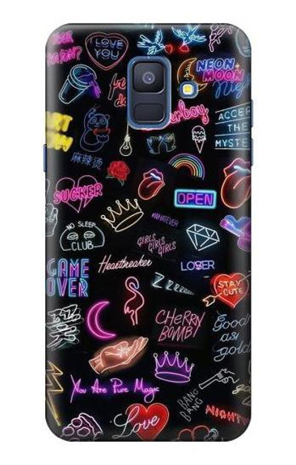 W3433 Vintage Neon Graphic Hard Case and Leather Flip Case For Samsung Galaxy A6 (2018)