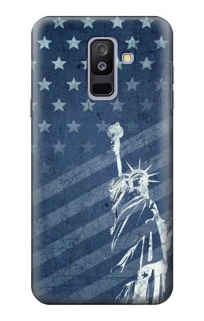 W3450 US Flag Liberty Statue Hard Case and Leather Flip Case For Samsung Galaxy A6+ (2018), J8 Plus 2018, A6 Plus 2018