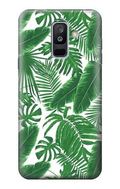 W3457 Paper Palm Monstera Hard Case and Leather Flip Case For Samsung Galaxy A6+ (2018), J8 Plus 2018, A6 Plus 2018