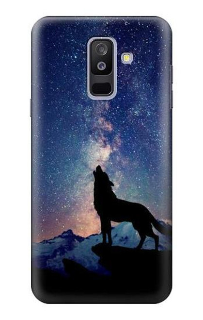 W3555 Wolf Howling Million Star Hard Case and Leather Flip Case For Samsung Galaxy A6+ (2018), J8 Plus 2018, A6 Plus 2018